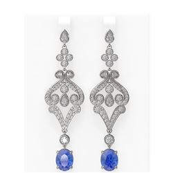 11.37 ctw Tanzanite & Diamond Earrings 18K White Gold