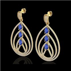 4 ctw Tanzanite & Micro Pave VS/SI Diamond Earrings 18K Yellow Gold