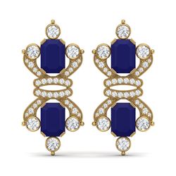 27.36 ctw Sapphire & VS Diamond Earrings 18K Yellow Gold