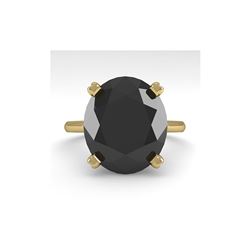 9.0 ctw Oval Black Diamond Engagement Designer Ring 14K Yellow Gold