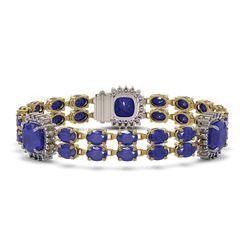 40.35 ctw Sapphire & Diamond Bracelet 14K Yellow Gold