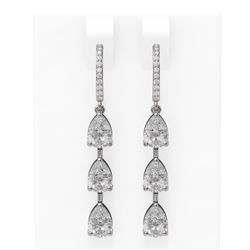 4.96 ctw Pear Diamond Earrings 18K White Gold