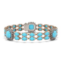 30.85 ctw Turquoise & Diamond Bracelet 14K Rose Gold