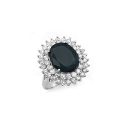 15.55 ctw Blue Sapphire & Diamond Ring 18K White Gold