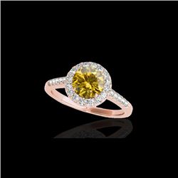 1.5 ctw Certified SI/I Fancy Intense Yellow Diamond Ring 10K Rose Gold