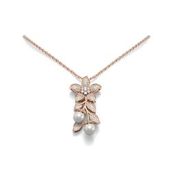 1.52 ctw Diamond and Pearl Necklace 18K Rose Gold