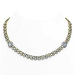 31.65 ctw Aquamarine & Diamond Necklace 14K Yellow Gold