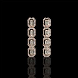 3.84 ctw Emerald Cut Diamond Micro Pave Earrings 18K Rose Gold
