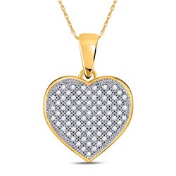 10kt Yellow Gold Round Diamond Heart Pendant 1/4 Cttw