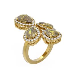 6.26 ctw Canary Citrine & Diamond Ring 18K Yellow Gold