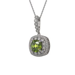7.08 ctw Tourmaline & Diamond Victorian Necklace 14K White Gold
