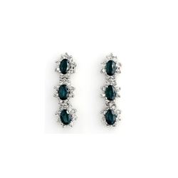 5.88 ctw Blue Sapphire & Diamond Earrings 14K White Gold