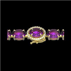 19.25 ctw Amethyst & VS/SI Diamond Micro Pave Bracelet 14K Yellow Gold