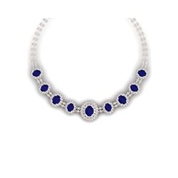 45.69 ctw Sapphire & VS Diamond Necklace 18K Rose Gold