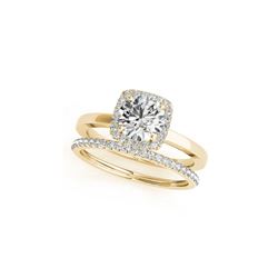 1.08 ctw Certified VS/SI Diamond 2pc Wedding Set Halo 14K Yellow Gold