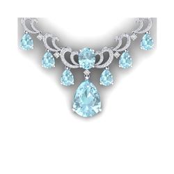 34.69 ctw Sky Topaz & VS Diamond Necklace 18K White Gold