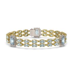 22.9 ctw Aquamarine & Diamond Bracelet 14K Yellow Gold