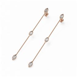 2 ctw Marquise Diamond Station Earrings 18K Rose Gold
