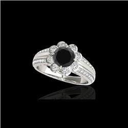 1.5 ctw Certified VS Black Diamond Solitaire Halo Ring 10K White Gold
