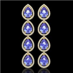 11.2 ctw Tanzanite & Diamond Micro Pave Halo Earrings 10K Yellow Gold