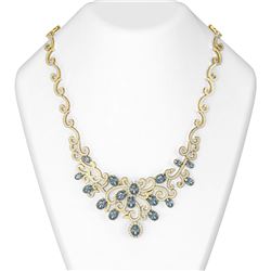 27.24 ctw Blue Topaz & Diamond Necklace 18K Yellow Gold