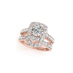 3.23 ctw Certified VS/SI Diamond 2pc Wedding Set Halo 14K Rose Gold