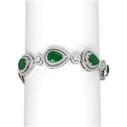 32.24 ctw Emerald & Diamond Bracelet 18K White Gold