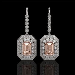 12.1 ctw Morganite & Diamond Victorian Earrings 14K White Gold