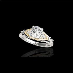 1.1 ctw Certified Diamond Solitaire Ring 10K White & Yellow Gold