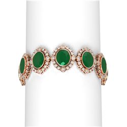 50.03 ctw Emerald & Diamond Bracelet 18K Rose Gold