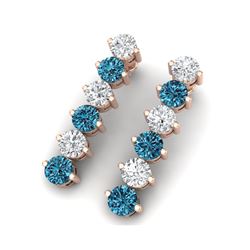 6 ctw Certified SI/I Intense Blue Diamond Earrings 18K Rose Gold