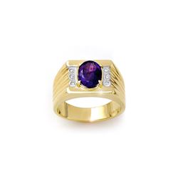 2.56 ctw Tanzanite & Diamond Men's Ring 10K Yellow Gold