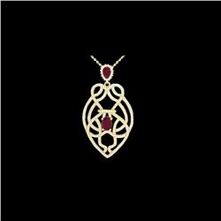 3.50 ctw Ruby & Micro VS/SI Diamond Heart Necklace 14K Yellow Gold