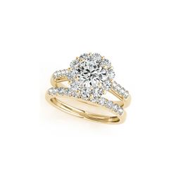 2.14 ctw Certified VS/SI Diamond 2pc Wedding Set Halo 14K Yellow Gold