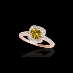 1.25 ctw Certified SI/I Fancy Intense Yellow Diamond Ring 10K Rose Gold