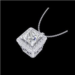 1.93 ctw Princess VS/SI Diamond Micro Pave Necklace 18K White Gold