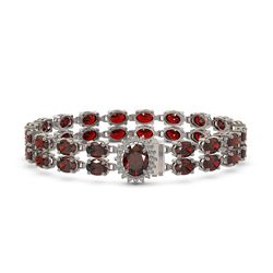 28.52 ctw Garnet & Diamond Bracelet 14K White Gold