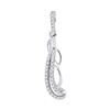 Image 1 : 10kt White Gold Round Diamond Vertical Dangle Fashion Pendant 1/8 Cttw