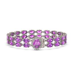 24.82 ctw Amethyst & Diamond Bracelet 14K White Gold