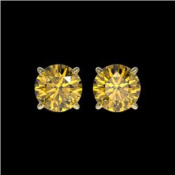 1.54 ctw Certified Intense Yellow Diamond Stud Earrings 10K Yellow Gold