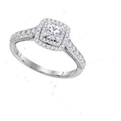 14kt White Gold Princess Diamond Solitaire Bridal Wedding Engagement Ring 1.00 Cttw