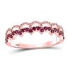 Image 1 : 10kt Rose Gold Round Ruby Scalloped Stackable Band Ring 1/4 Cttw