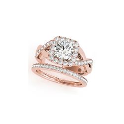 1.75 ctw Certified VS/SI Diamond 2pc Wedding Set Halo 14K Rose Gold