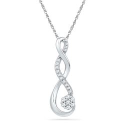 10kt White Gold Round Diamond Infinity Cluster Pendant 1/6 Cttw