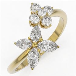 1.09 ctw Marquise and Pear Cut Diamond Ring 18K Yellow Gold