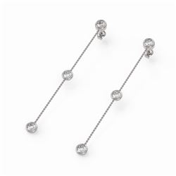 3 ctw Diamond Station Earrings 18K White Gold
