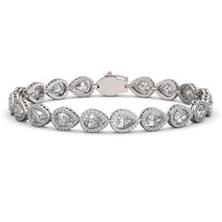 14.28 ctw Pear Cut Diamond Micro Pave Bracelet 18K White Gold
