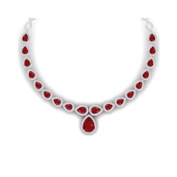 51.41 ctw Ruby & VS Diamond Necklace 18K White Gold