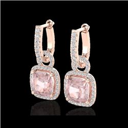5.50 ctw Morganite & Micro Pave VS/SI Diamond Earrings 14K Rose Gold