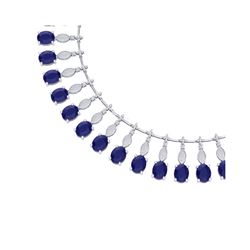 65.62 ctw Sapphire & VS Diamond Necklace 18K White Gold